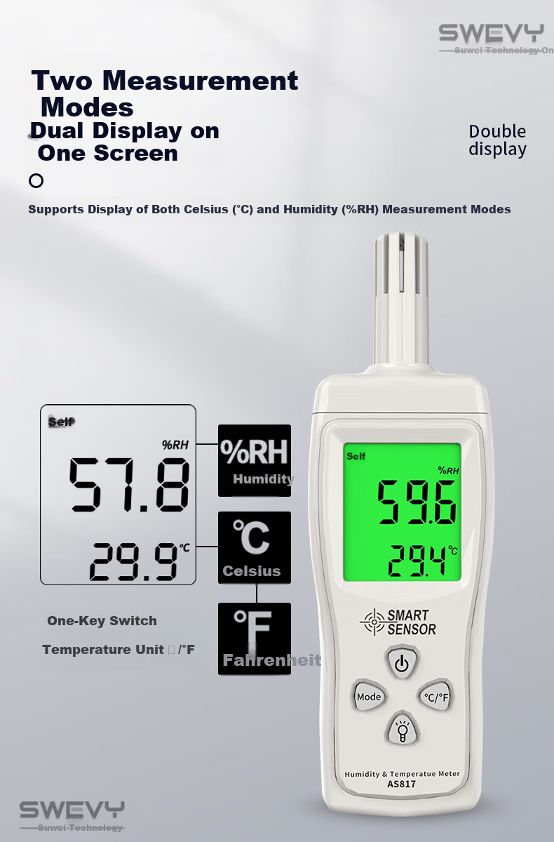 Xima AS847 Handheld Thermometer And Hygrometer, High-Precision Industrial Digital Temperature And Humidity Meter 10