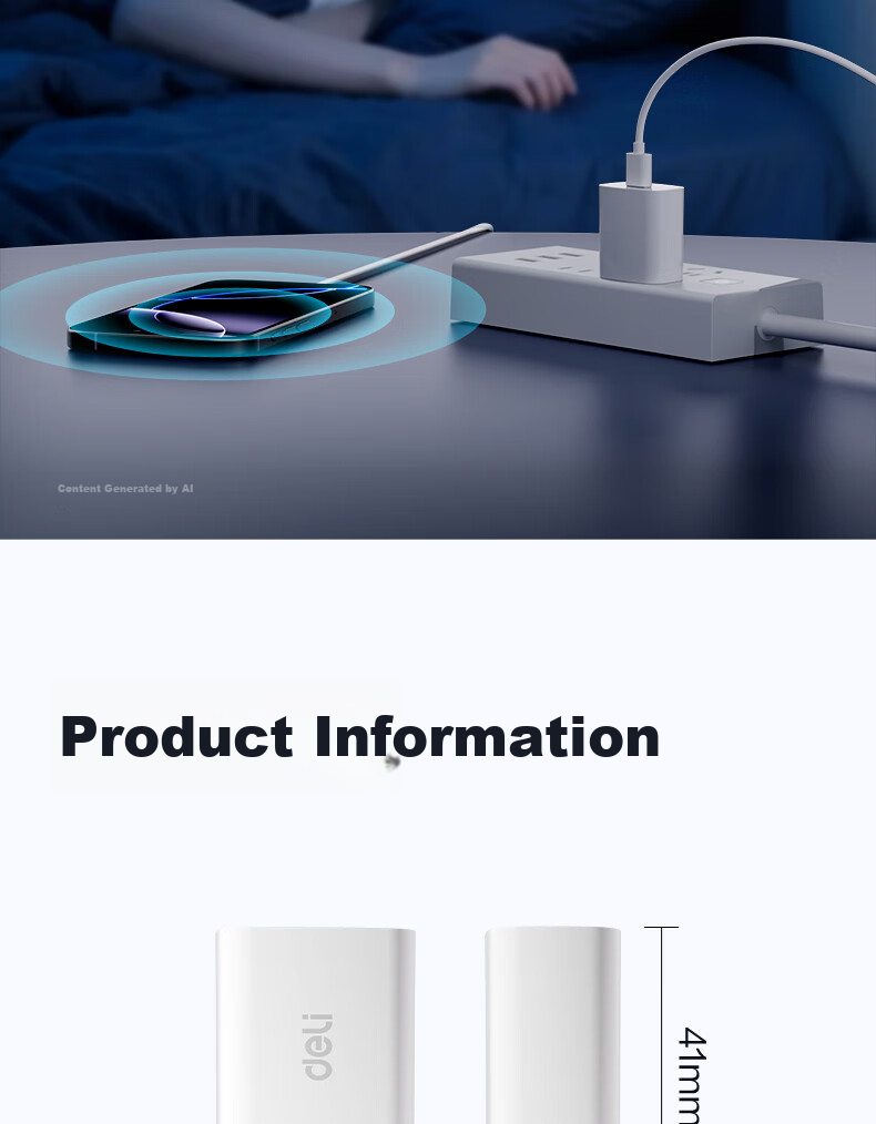 Deli Charger Set: PD20W GaN Fast Charging Adapter + 1.2m Type-C to Lightning Data Cable for Apple IPhone 8-14 Series Phones And IPad, Earphones 15