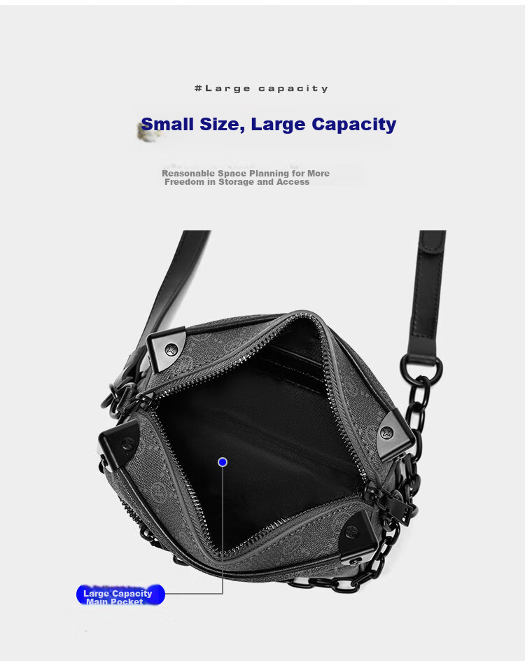 MARK FAIRWHALE Premium Men's Crossbody Bag, Vintage Pattern Chain Bag, Men's Shoulder Bag for Commuting, Portable Phone Bag, Small Messenger Bag 8