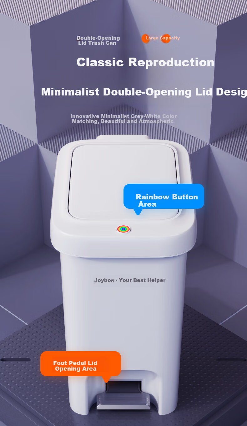 Jiabangshou Pedal Trash Can, 10.4L Capacity, for Home Use, 2026 New Model, Dual-Lid Design, Suitable for Kitchen, Bathroom, Toilet, Living Room, Bedroom, with Lid 3