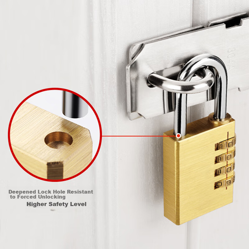 Chugong Brass Combination Padlock, Home Door Lock, Dormitory Cabinet Lock, Storage Locker Luggage Lock, Anti-Theft, Upgraded to 4-Digit 4