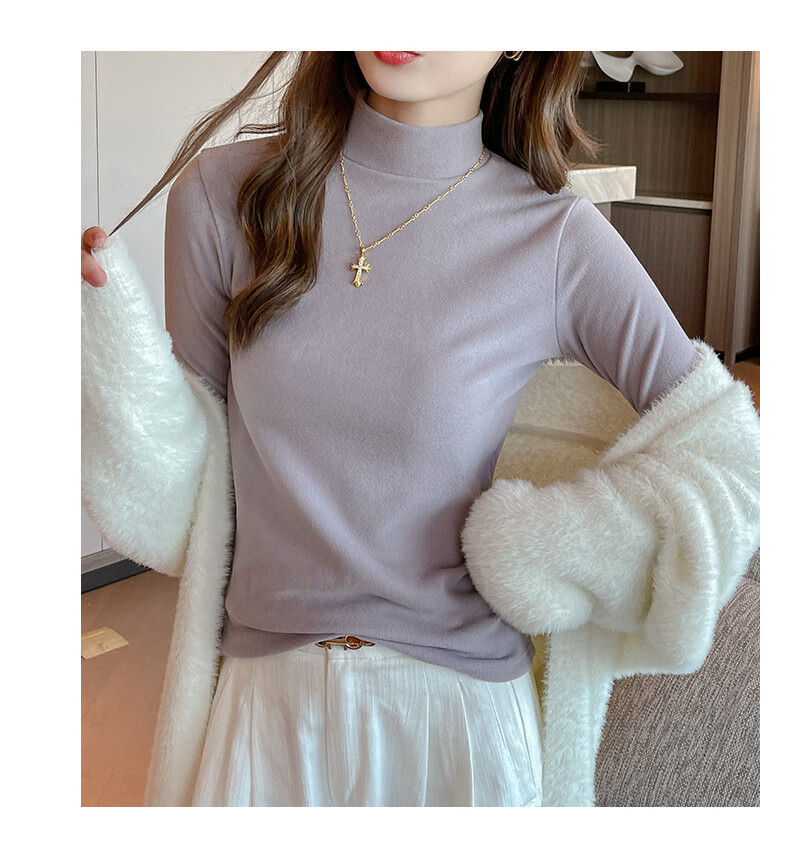LangSha Women's Thermal Fleece Turtleneck Base Layer Top Autumn Winter Slim Fit Warm Shirt New Innerwear 12