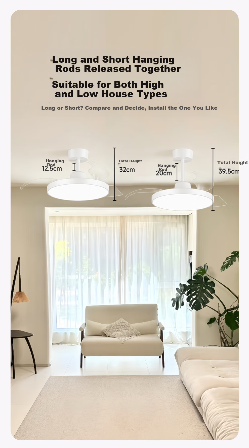 Jiandun Full-Spectrum Eye Protection Fan Light, Bedroom And Dining Room Integrated Ceiling Fan with Hidden Lights, All-Inclusive Price 12