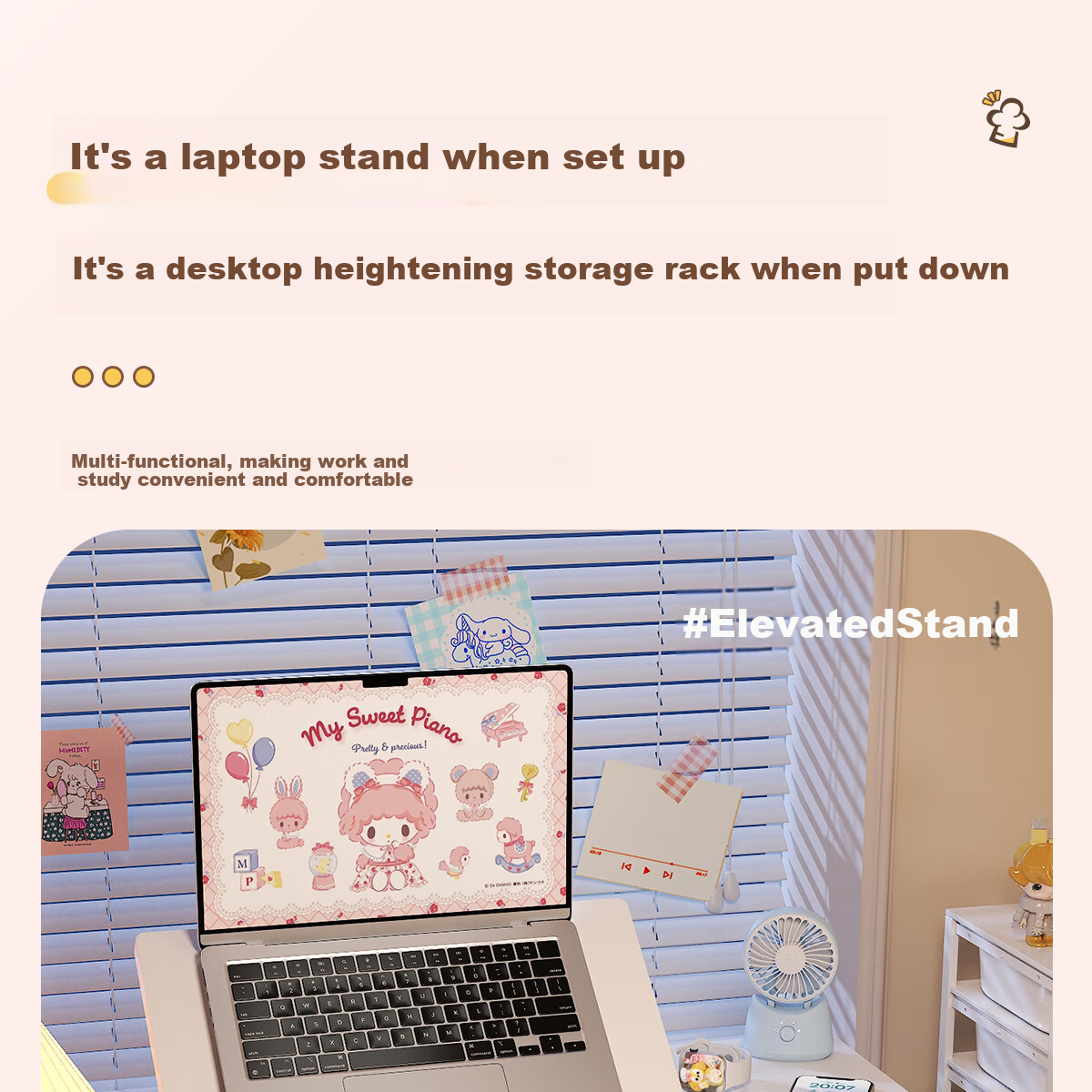Mushuangfu Computer Riser Stand, Laptop Riser Stand, Vertical Computer Support Stand, Adjustable Height, Lifting And Storage Shelf 9