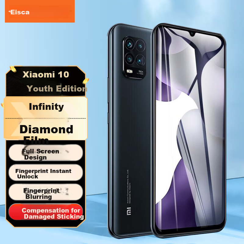 Защитное стекло Yisika для Xiaomi 10 Youth Edition, полноэкранное, закаленное, HD, керамическое, с защитой от отпечатков пальцев, черное