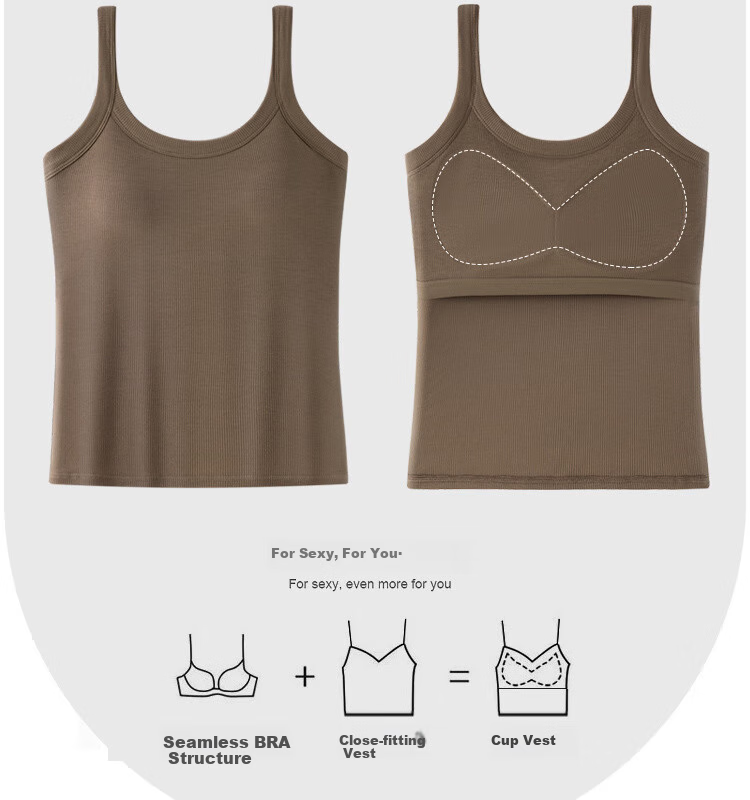 LangSha Wireless Bra Vest for Women with Built-in Chest Pad, One-piece Innerwear, Plus Size, Sexy, Versatile, High Elasticity, Breathable Camisole 3