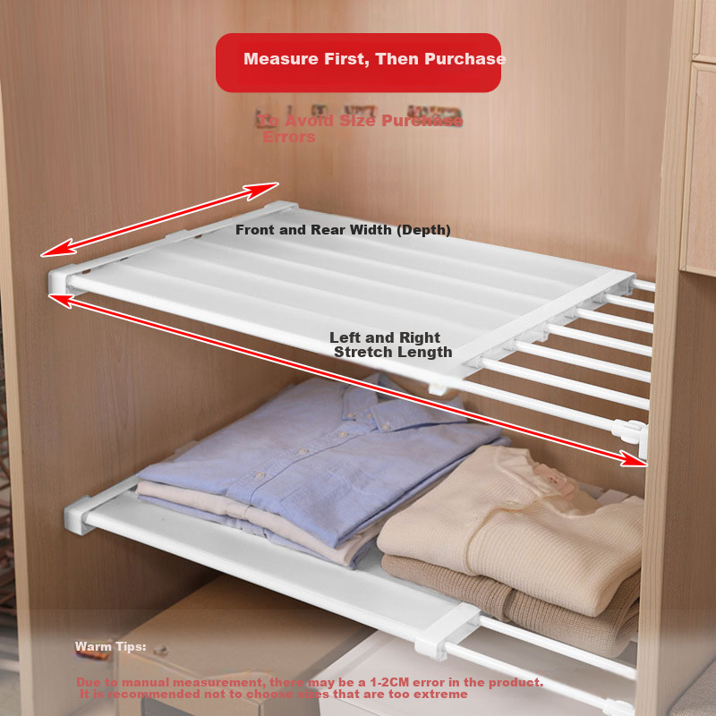 Youjialiangpin Wardrobe Divider Shelf, Extendable Storage Rack for Closet And Kitchen, 38-55cm Length, 24cm Width