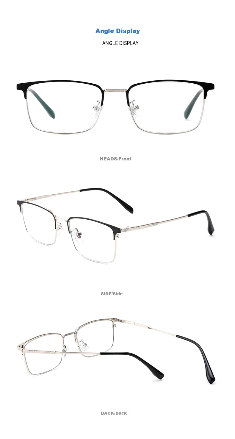 Nianqingtai Reading Glasses for Men, High-Definition Metal Full-Frame Business Anti-Blue Light Premium Presbyopic Glasses, 742+200 Degrees 11