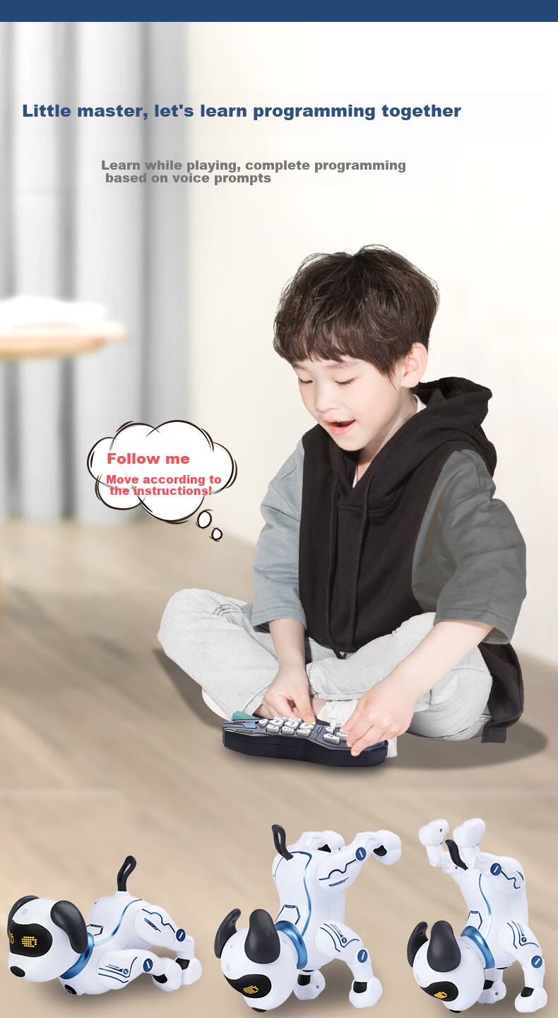 Mixiaoshu Intelligent Robot Dog Remote Control Toy, Children's Programming Early Education Robot, Birthday Gift for Boys And Girls Aged 1-3 Years Old 7