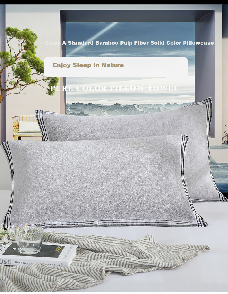 Zhuyibai Bamboo Fiber Class A Skin-Friendly Sweat-Absorbing Pillowcase Pair, Adult Pillowcases Two-Pack, 50*72cm, Pink*1+Gray*1 1