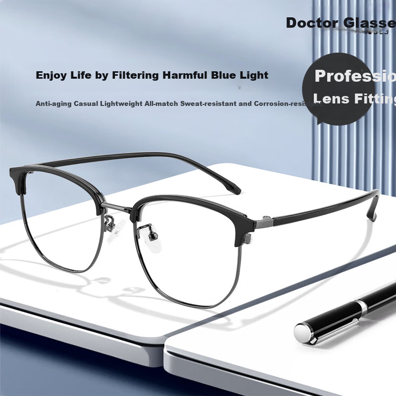 Ouna Reading Glasses for Men And Women, High-Definition Anti-Blue Light Radiation Protection Glasses, Black Gunmetal Finish, 2.00 Diopter