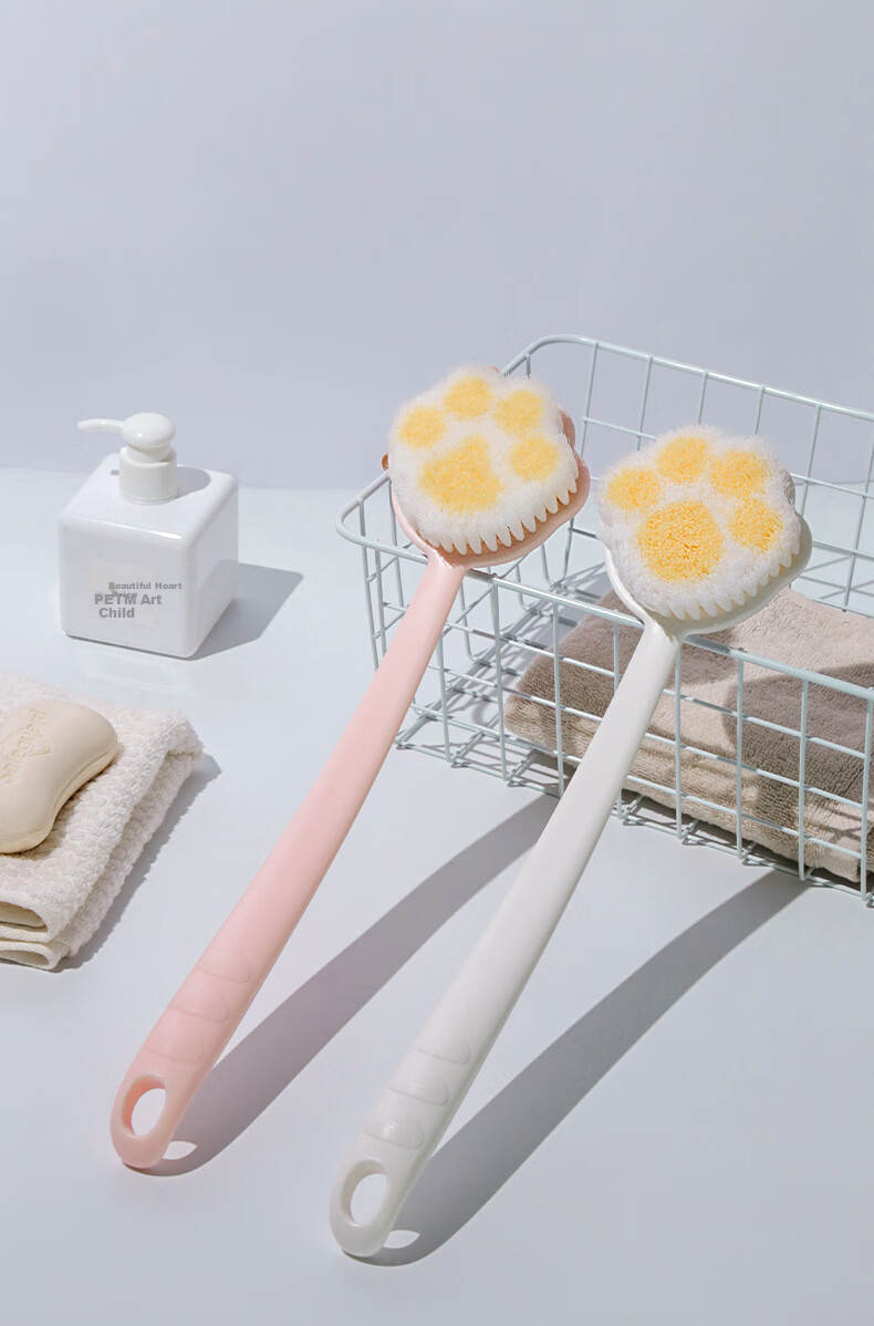 Leli Bath Brush, Shower Brush, Long Handle, Cute Pet Design, Wall-Mountable, Skin-Friendly, Single Piece 13