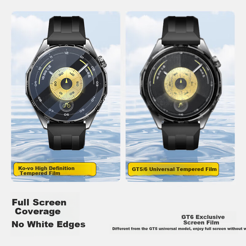 Защитная пленка для экрана KOVOL для Huawei Watch GT 6, 2 шт., закаленное стекло, Full Coverage, HD, защита от отпечатков пальцев, 41 мм