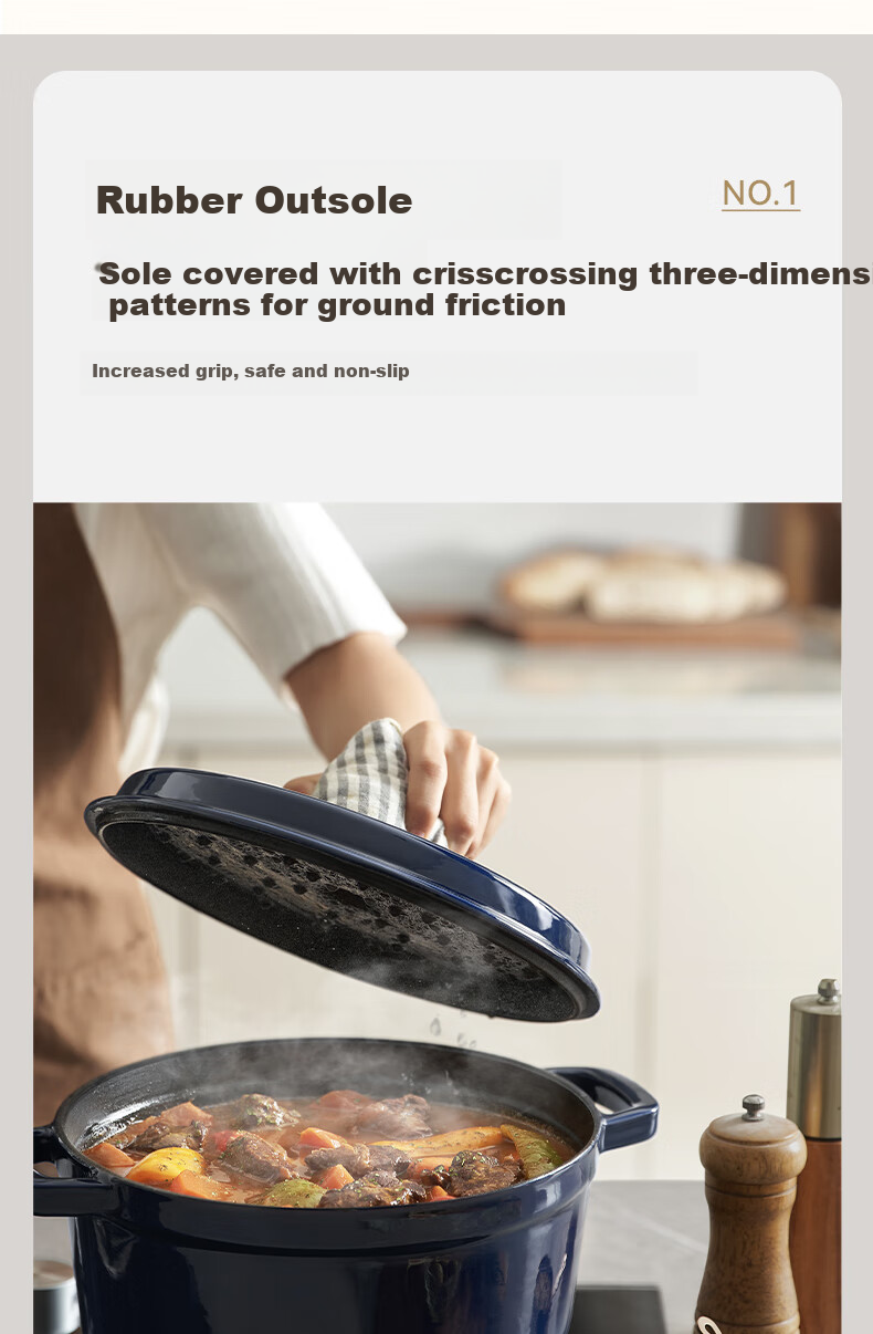 SUPOR Enameled Cast Iron Soup Pot Large Capacity Stew Pot Round Thickened Braising Cookware ET24MF01-R 9