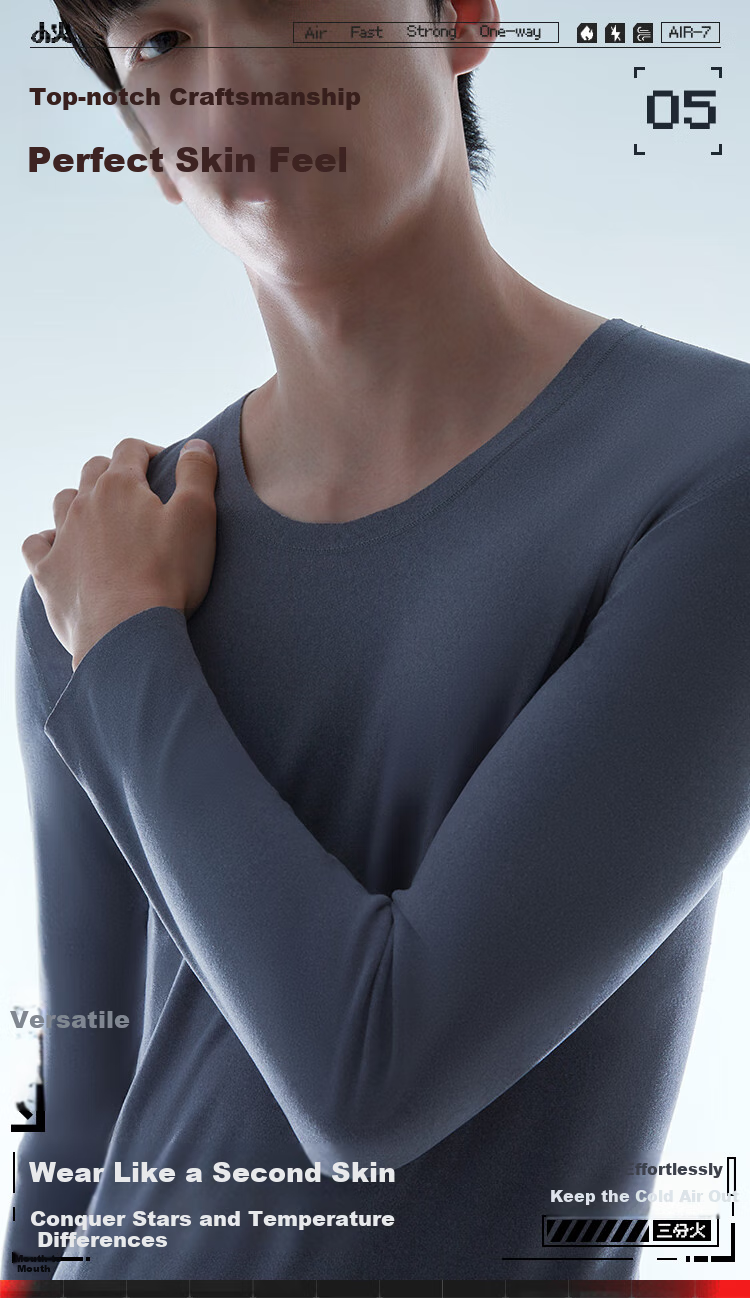 HLA [Xiaohuo-3 Fenhuo] Thermal Underwear for Men, New Style 2026 Double-Sided Fleece 230g Patch Autumn Top And Bottom Set 11