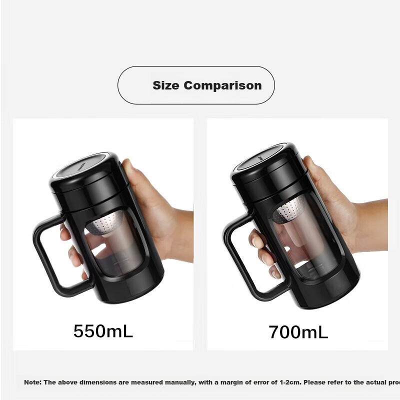 Fuguang High Borosilicate Glass Cup, Business Office Plastic And Glass Cup, Large Capacity Water Bottle, Tea-Water Separation Brewing Cup with Tea Strainer