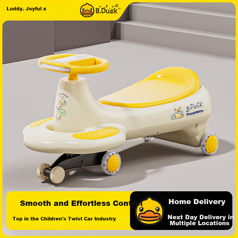 Lede Little Yellow Duck Children's Twist Car for Ages 1-3, Adult-Friendly Anti-Rollover Baby Ride-On Car, Baby's First Birthday Gift