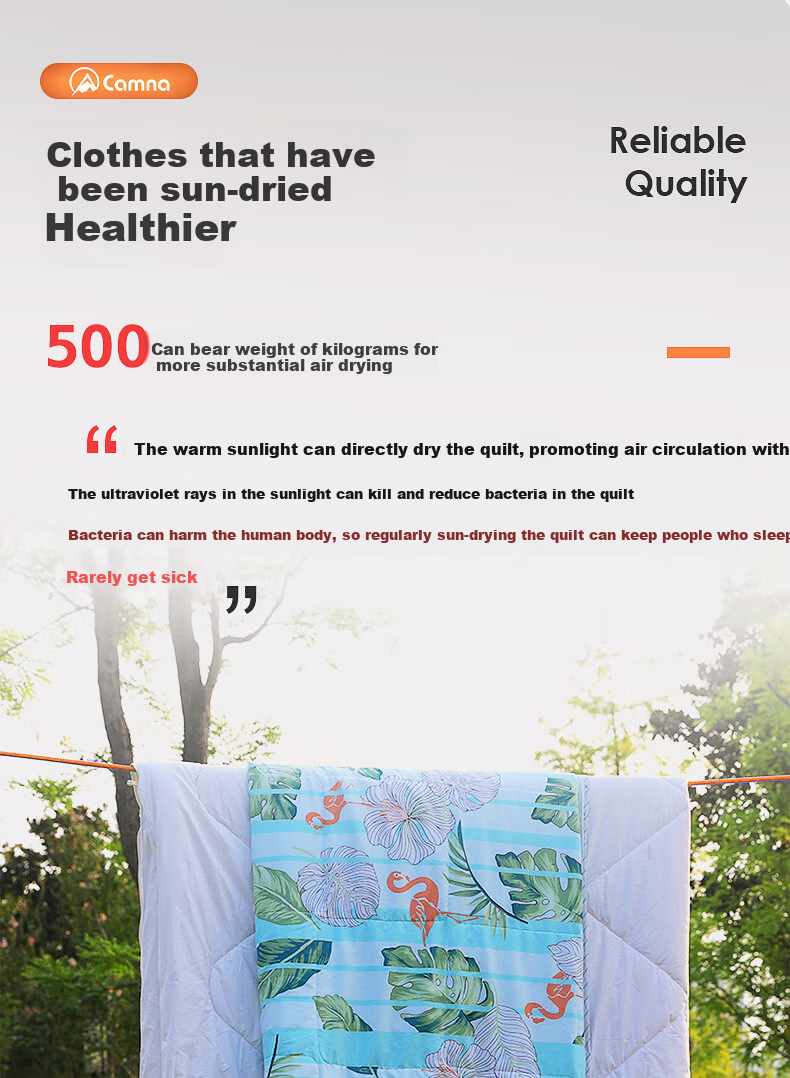 Kanle Outdoor Thickened Clothesline, Outdoor Quilt Drying Tool, Non-Slip Windproof Travel Car Roof Hanging Clothes Rope 5