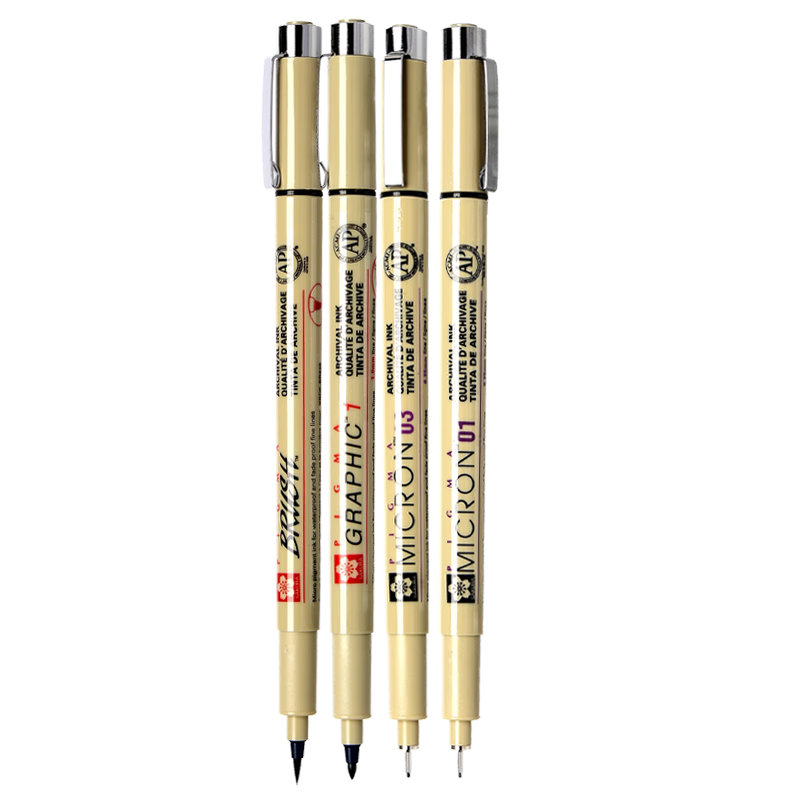 SAKURA PIGMA Pen Set, 4 Pens, Imported from Japan, Signature Pen, Drawing Pen, Black Ink Pen, for Students And Children, Art Drawing, Outlining, Hand-Drawn Desig