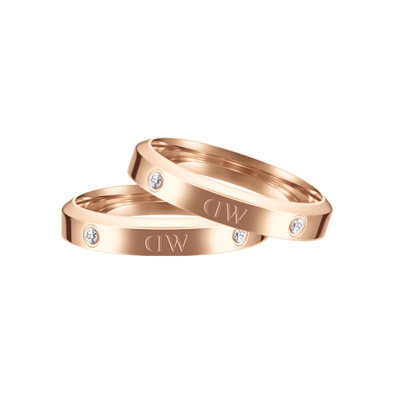 DanielWellington DW Couple Rings, Starry Rose Gold 50+56 Couple Rings 221+224 Birthday Gift