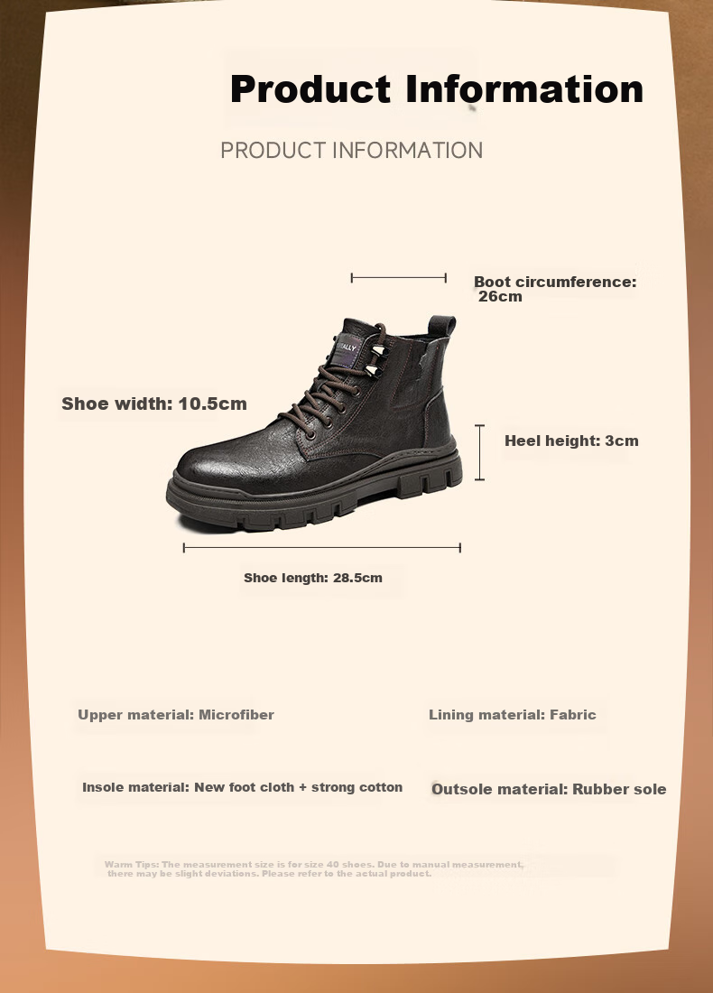 HLA Martin Boots, Men's Casual Shoes, Autumn And Winter Work Shoes for Men, HAAGZM4AB70567, Black with Fleece Lining, Size 41 4