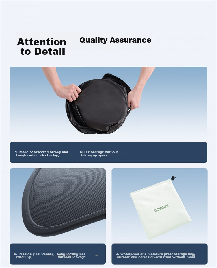 Baseus Car Sunshade, Front Windshield Sun Visor, Interior Heat Insulation Sunshade, Double-Layer Heat Insulation Cover 13