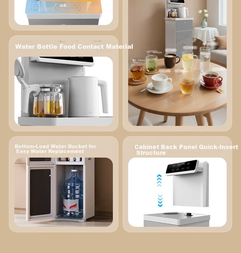 Deli Tea Bar Machine, Water Dispenser for Home Use, High-End Living Room Tea Bar Cabinet, All-In Water Dispenser, Floor-Standing, Bottled Water Storage, Bottom-Mounted Kettle 3