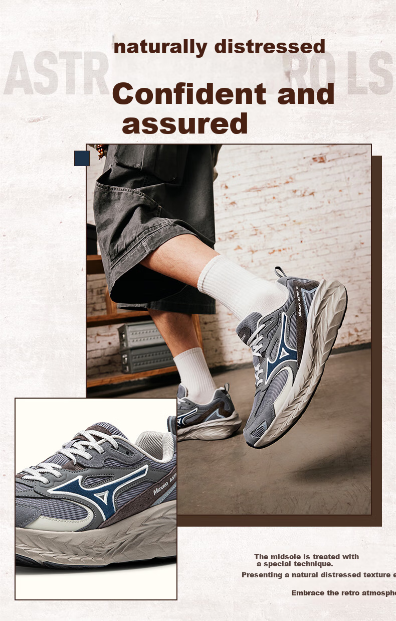 MIZUNO Retro Breathable Lightweight Running Shoes for Men And Women, ASTRO LS 02/Slim Gray, Size 37 2