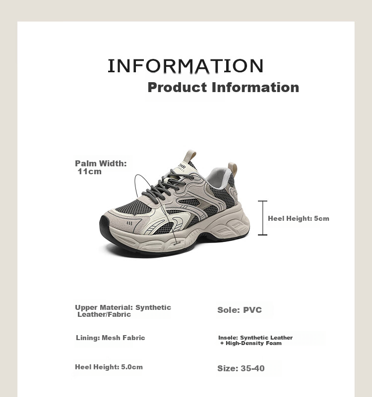 ZHR Dad Shoes for Women, Thick-Soled Slimming Heightening Women's Shoes, Commuter Sports Breathable Casual Shoes for Women, AB69 Beige, Size 40 4