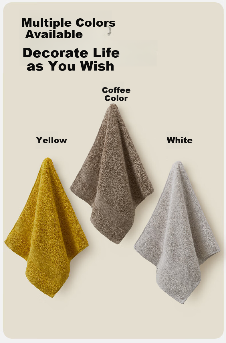 Hengyuanxiang Cotton Bath Towel Set of Three, Comfortable Soft Thick Absorbent Yellow Bath Towel And Two Towels for Sports 6