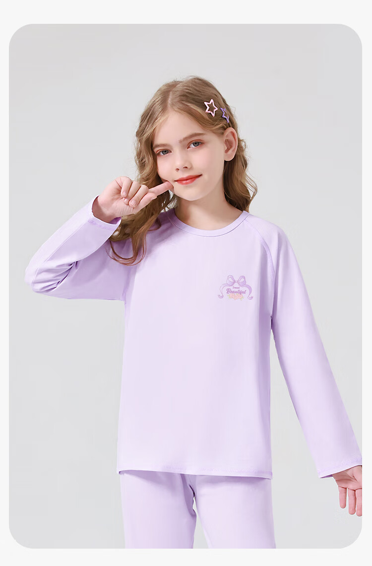 Yiershuang Girls' Long Sleeve Spring Summer Pajama Set Children's Homewear Comfortable Outerwear for Teens 3