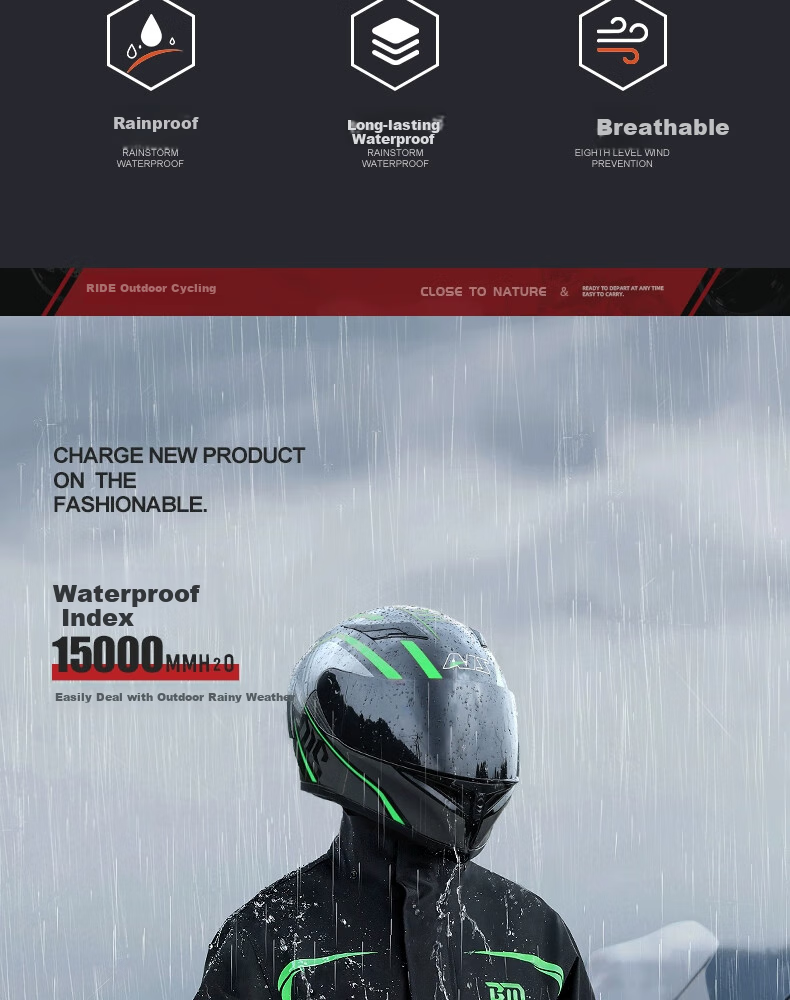 Beimei Motorcycle Rain Jacket Set, Adult Two-Piece Design, Heavy-Duty Waterproof, Specially for Food Delivery Riders, Men's Style, Electric Bike Riding Suit 2