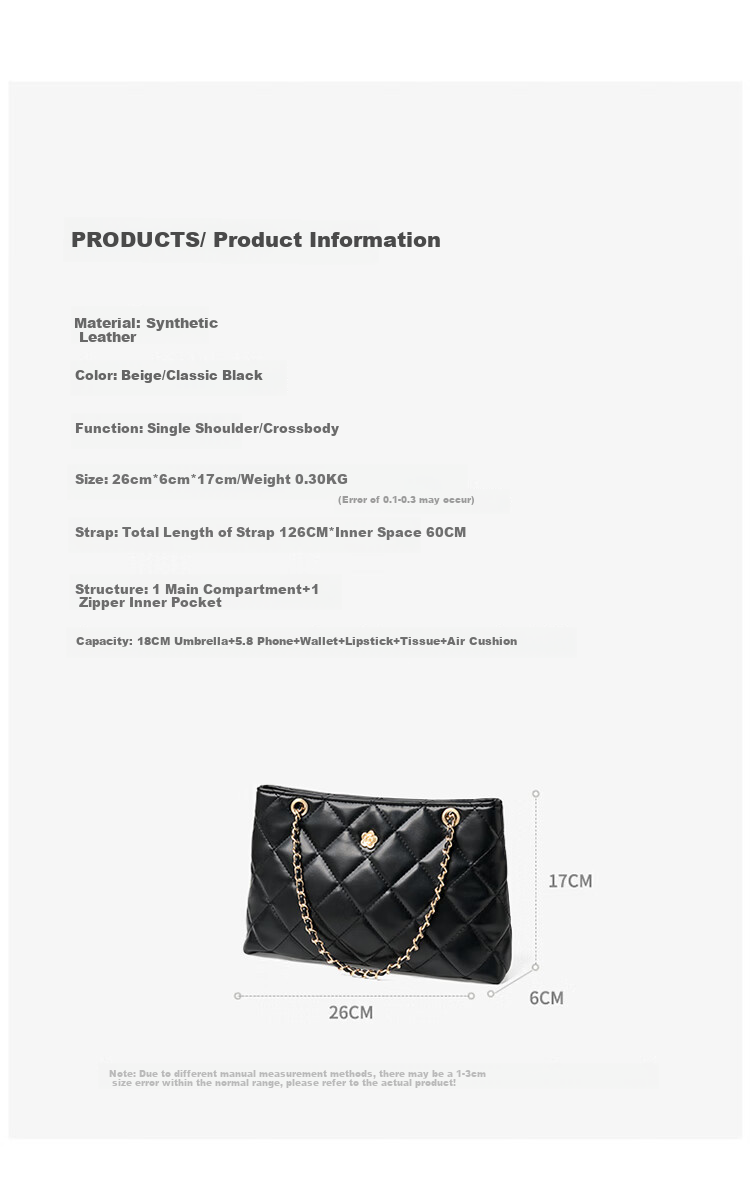 Aokang Women's Handbag, Trendy Diamond Pattern Underarm Bag, Light Luxury Crossbody Shoulder Bag, Birthday Gift for Girlfriend Or Wife 5