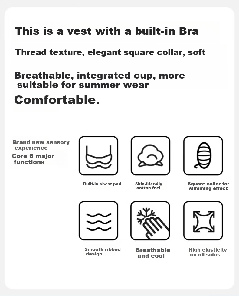 BOPRUIEY Women's Camisole Tank Top with Built-In Bra Pads, Thin Summer Undershirt, Sleeveless Sports Bralette for Layering Or Outer Wear 1