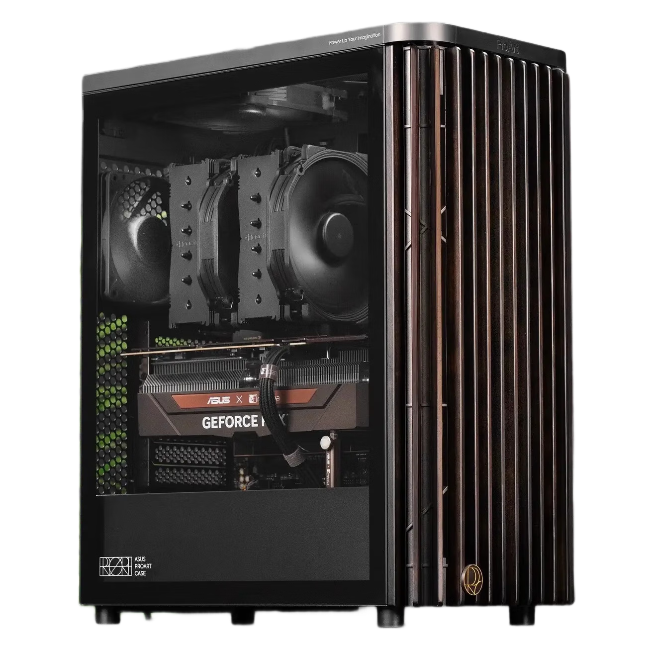 ASUS ProArt Chuangmeng 40 PA401 Woodcraft Edition Case, Powerful Cooling, Wooden Air Grille, Tool-Free Disassembly And Assembly, Power Button Lock, PWM One-Button Setup