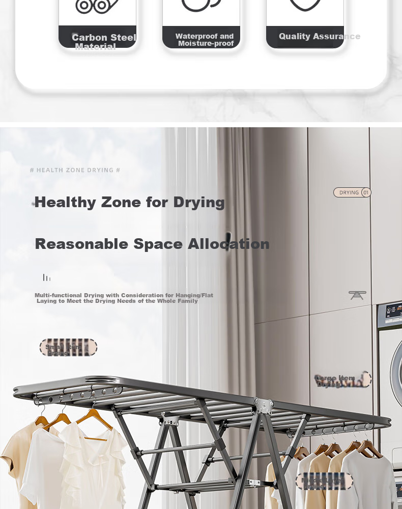 Shengnuoyilin Clothes Drying Rack, Floor-Standing Foldable Hanger, Indoor Drying Pole, Balcony Quilt Hanger, Double-Layer 1.4m 2