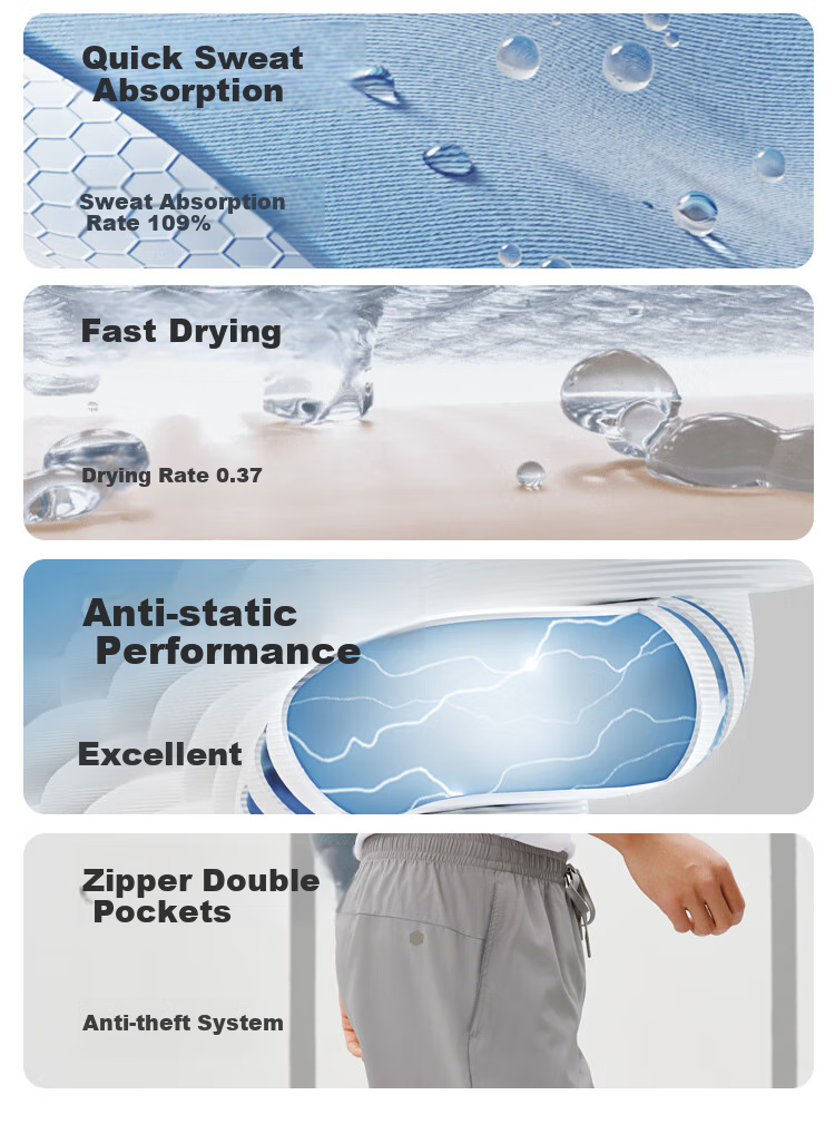 JD Original Wind Quick-Dry Sports Shorts for Men, All-Season Running Casual Pants, Fitness Training Breathable Five-Point Shorts, Light Gray, Size L 4