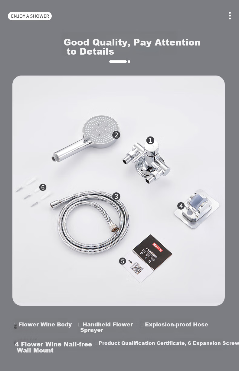 BSITN Shower Set, Surface-Mounted Shower System, Complete Set without Top Spray, Simple Bathroom Shower Head with Pressure Boosting Function B1057 11