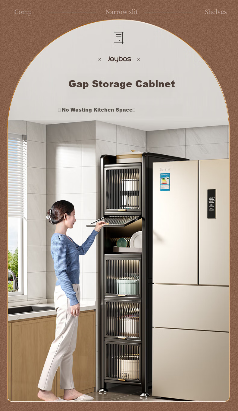 Jiabangshou Kitchen Utensil Storage Rack, Floor-Standing Multi-Layer Microwave Organizer Cabinet, Multifunctional Bowl Storage Cabinet, Cupboard, 5 Layers, 30cm 1