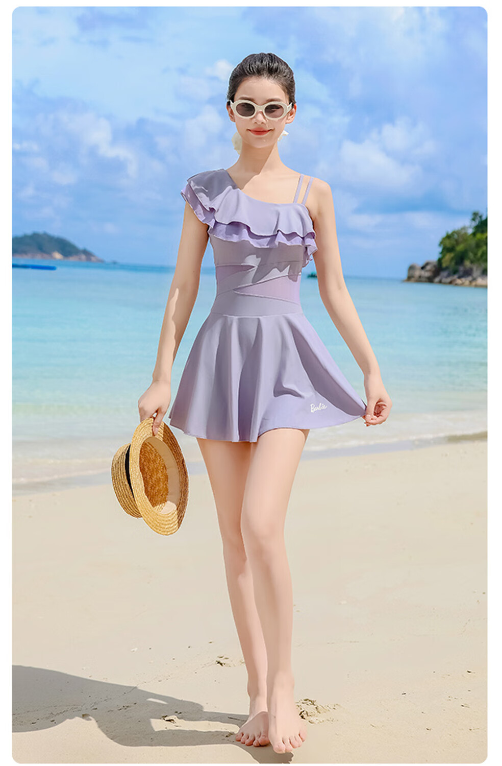 Barbie One-Piece Dress-Style Strap Swimsuit for Women, Adult Sexy Plus Size Slimming Beach Vacation Surfing Swimwear 7