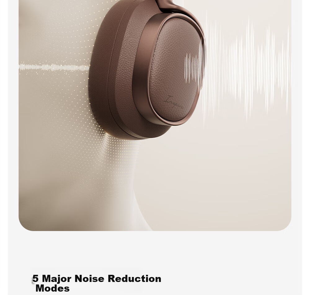 Manbuzhehuazai Evo Space Over-Ear Active Noise Cancelling Bluetooth Headphones, Bluetooth 5.4, Earth Brown, Dual Gold Certification, 93-Hour Battery Life, Compatible with Apple, Huawei, Xiaomi 18