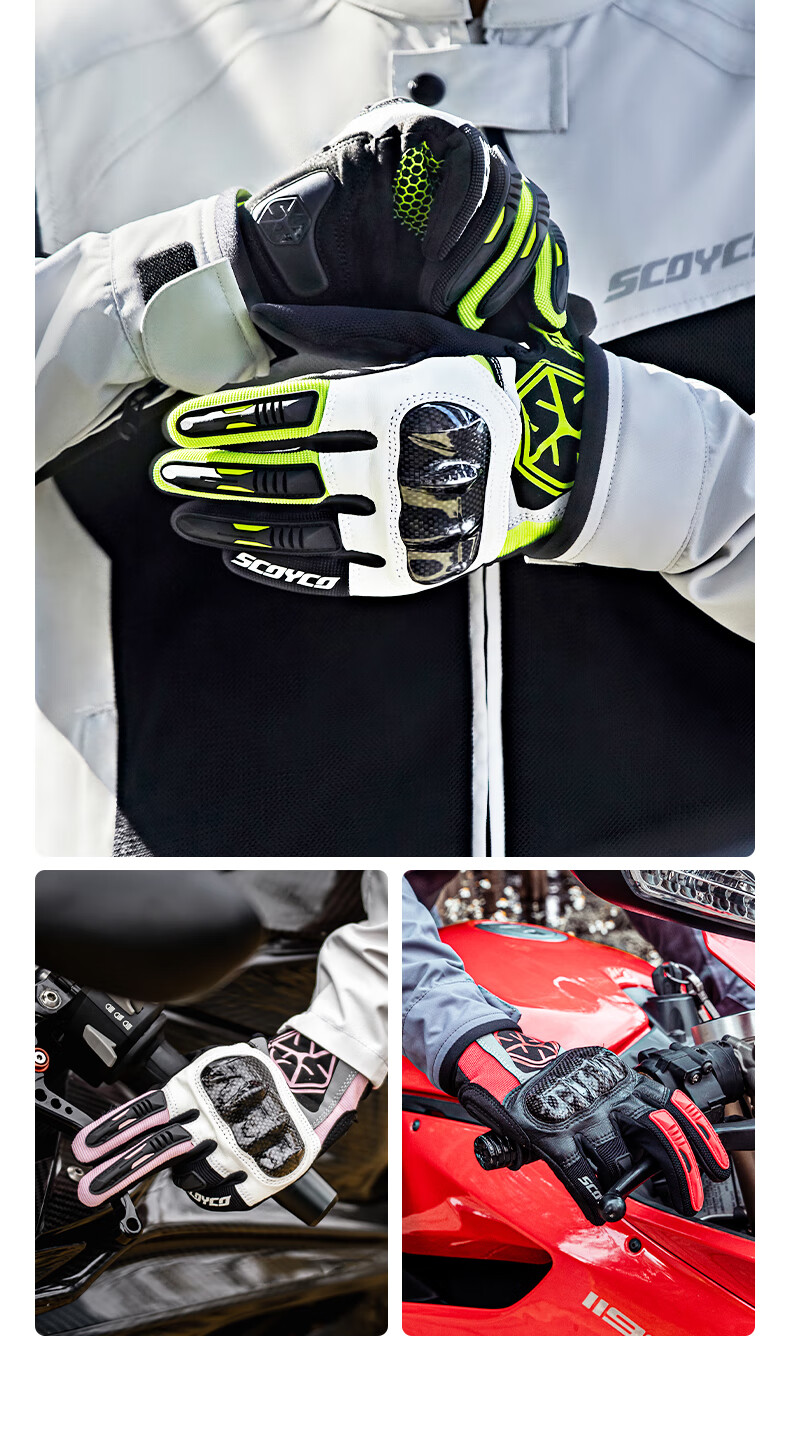 SCOYCO Cloud Bird MC122 Motorcycle Riding Gloves, Racing Bike Carbon Fiber Anti-CE Protective Touchscreen Gloves for All Seasons, Suitable for Men And Wome 13
