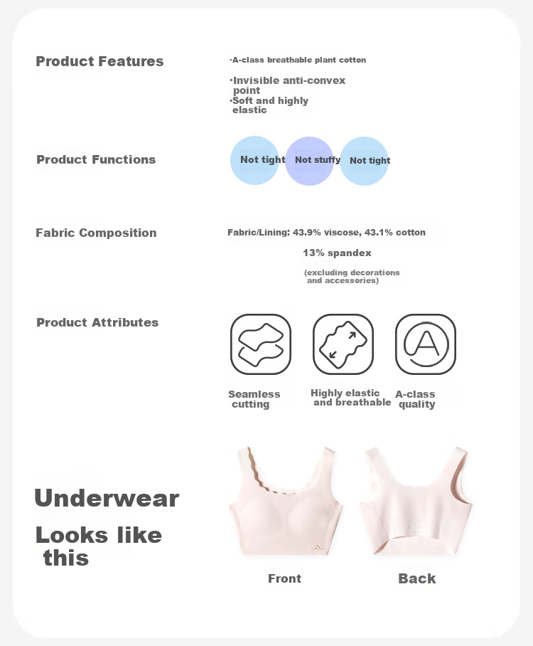 Jiusuiban Plant Cotton Children's Underwear, Girls' Class A Invisible Thin Bra, for Ages 11-13, Puberty Girls' Mid-Length Vest 2