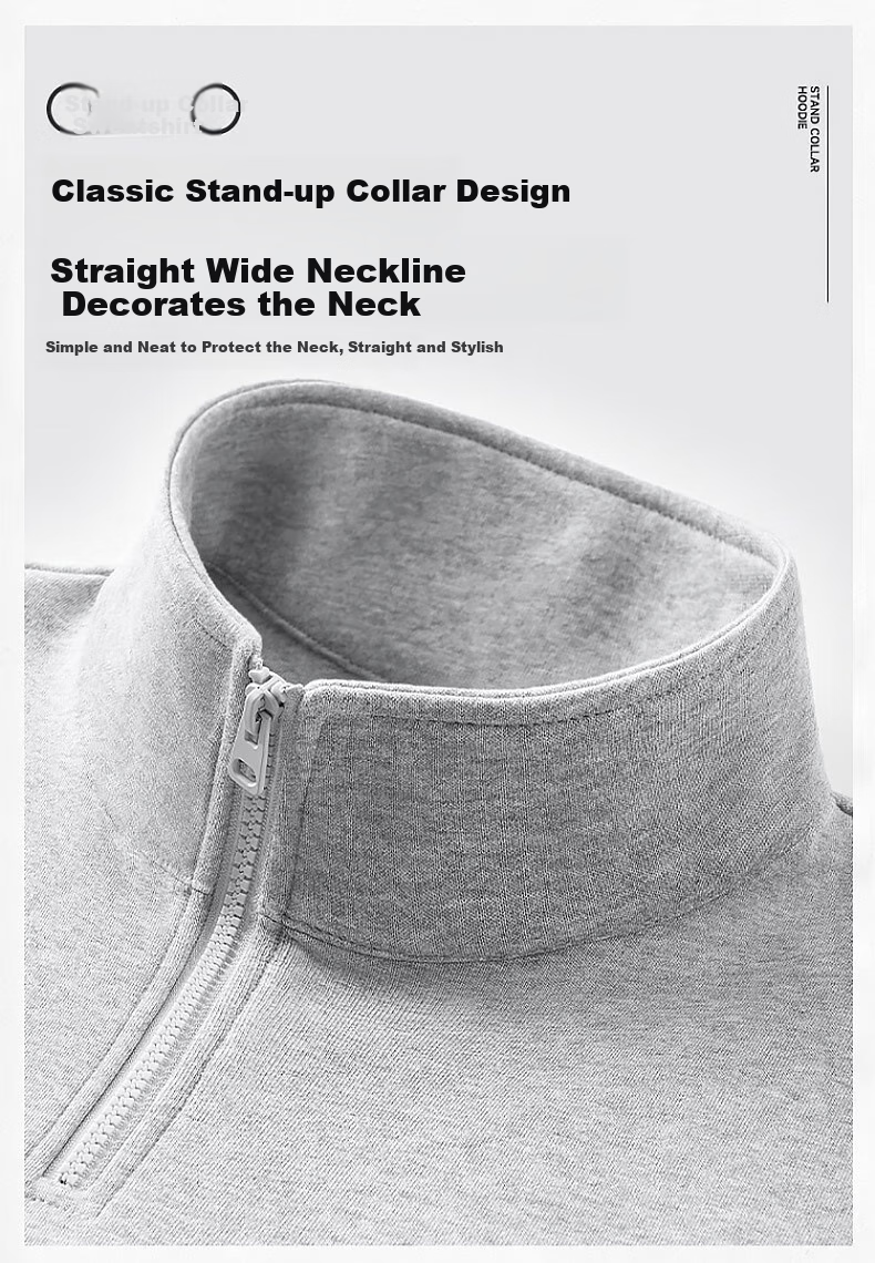 Warrior Stand-Collar Sweatshirt for Men, Spring And Autumn Simple Solid Color Sports Jacket, Loose Half-Zip Clothing for Men, Light Beige, 3XL 4