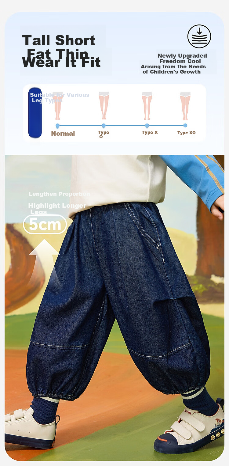 ASK JUNIOR Children's Washed Jeans, Autumn Boys' Lantern Pants, Cropped Pants, Toddler Running Sports Casual Trousers 1