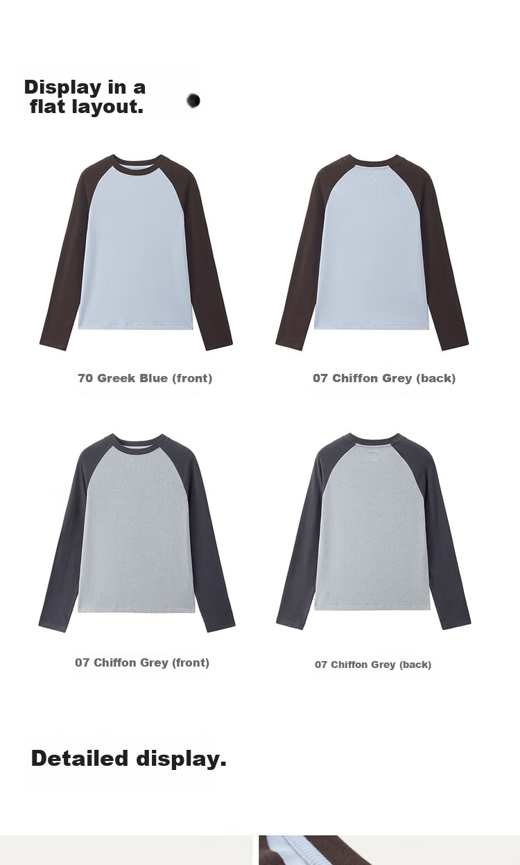 ZARA Women's Long Sleeve T-shirt with Elasticity, Vintage American Style Contrast Color Patchwork Round Neck Knitted Top 05325821 15