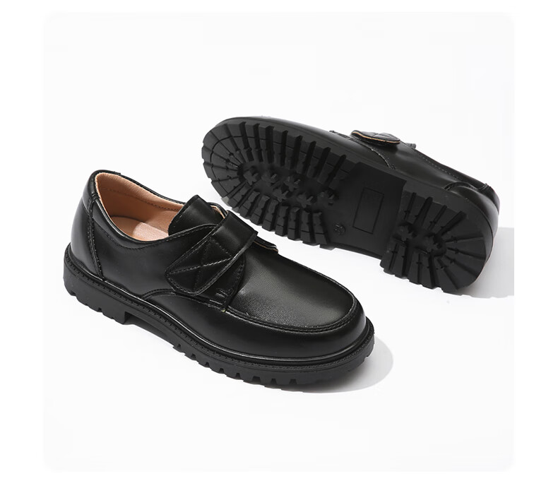 Guniya Children's Leather Shoes, Boys' British Style Performance Shoes, Formal School Etiquette Leather Shoes, Matte British Style, Size 37 10