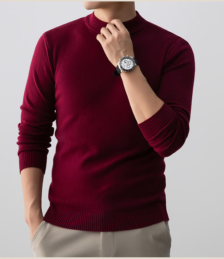 ROMON Men's Half Turtleneck Sweater Autumn Lightweight Warm Comfortable Knit Pullover Mid-Young Base Layer Winter Wear Size M Blue 12