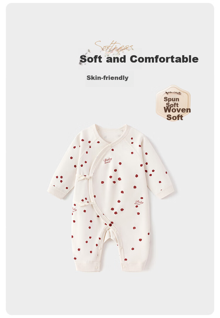 Babylove [Anxinrou] Newborn Tie-Up Romper, Spring And Autumn Pure Cotton Clothing, Infant Onesie Bodysuit 1