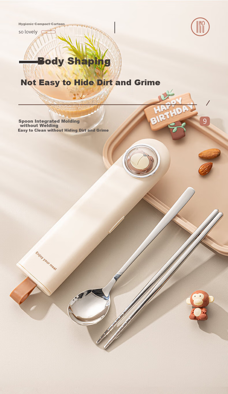Guangyi Chopsticks, Tableware Student 304 Stainless Steel Chopsticks And Spoon Set, Office Worker Portable Cutlery GY7313 15